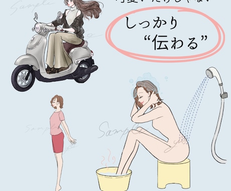 お洒落だけど分かりやすく伝わる挿絵を描きます 落ち着いた可愛さで、大切な情報を邪魔せず華を添えます。 イメージ2