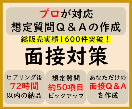 面接対策　プロが想定質問50問抽出/回答作成します 回答ポイント解説/アドバイス付　総販売実績1600件突破 イメージ1