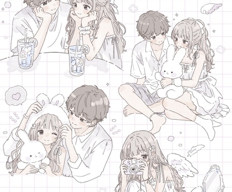 ふんわり可愛い、淡色イラスト描きます ＊じぶんだけの可愛いSNSアイコンにしてみませんか＊ イメージ2