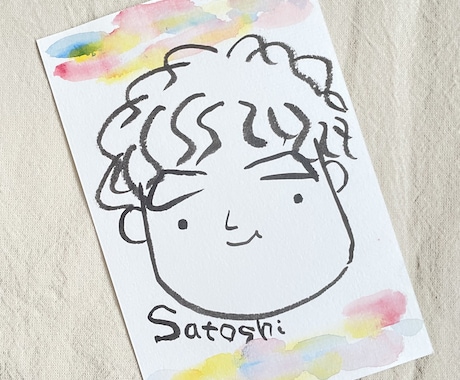 ゆるかわ筆タッチの似顔絵の作成をします キャラクターちっくな似顔絵！墨の質感で世界に１つのプレゼント イメージ2