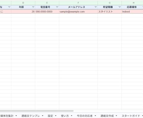 求人応募の対応漏れを防ぐ採用管理シートを作ります 応募から面接・採用までスプレッドシートで一元管理 イメージ2