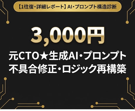 元ＣＴＯ★生成ＡＩ・プロンプト診断します ChatGPTプロンプトの不具合や精度低下を元CTOが修正 イメージ1