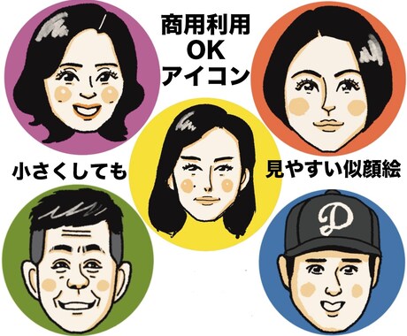 商用利用OK！似てて可愛い似顔絵アイコン描きます 小さくなっても見やすい顔だけアイコン イメージ1