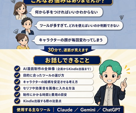AI漫画の作り方、始め方をご相談にのりますます 漫画出版10冊超の作家がAI漫画制作の疑問にお答えします イメージ2