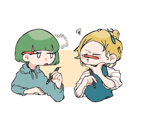 心が和むデフォルメ2人組のイラスト描きます 基本料金2000円 テンプレ以外のポーズ+500円 イメージ2