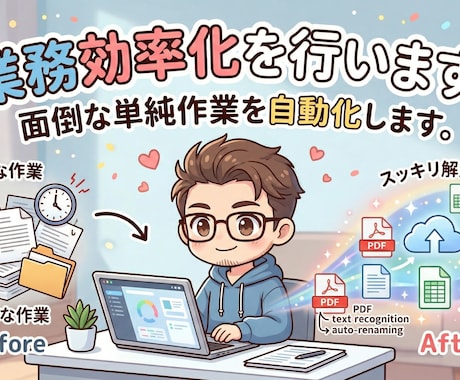 面倒を自動化！専用の効率化ツールを作成します PDFリネームからデータ整理まで、単純作業を1クリックに！ イメージ1