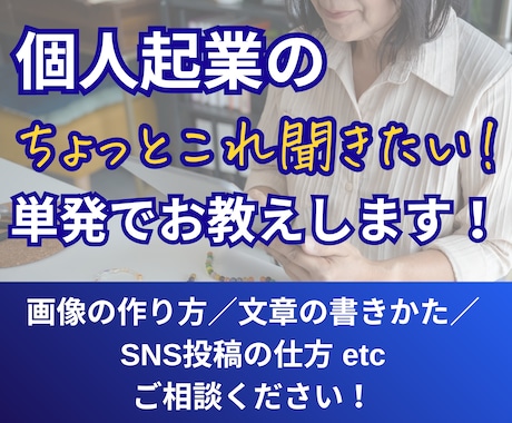SNS「今更聞けない」「ちょっと教えて」解決します SNSが苦手な50代以上の個人起業家向け単発サポートサービス イメージ1