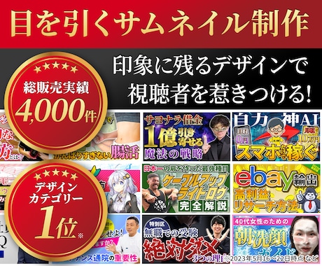 YouTubeやブログのサムネイルを格安で作ります YouTuber、ブロガー必見！修正無制限のサムネイル作成 イメージ1