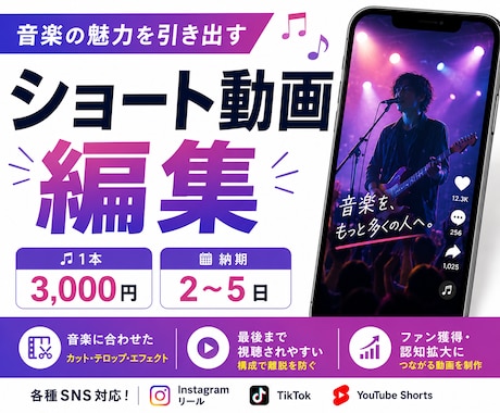 音楽の魅力が伝わるショート動画を編集します Instagram・TikTok・YouTubeショート対応 イメージ2