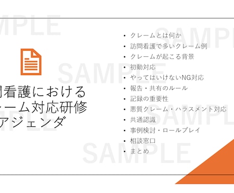 訪問看護・介護向け研修資料を作成します 現役訪問看護管理者が、社内向けの研修資料の作成をサポート！ イメージ2