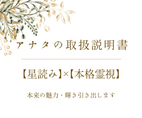 アナタの取扱説明書★本来の魅力・輝き引き出します 【星読み】×【本格霊視】であなたの本質をリーディング イメージ1