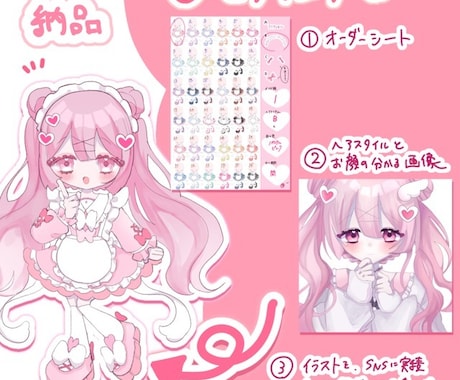 簡単ご依頼！メイドデフォルメイラストかきます オーダーシート＆容姿の分かる画像の２点提出 イメージ2