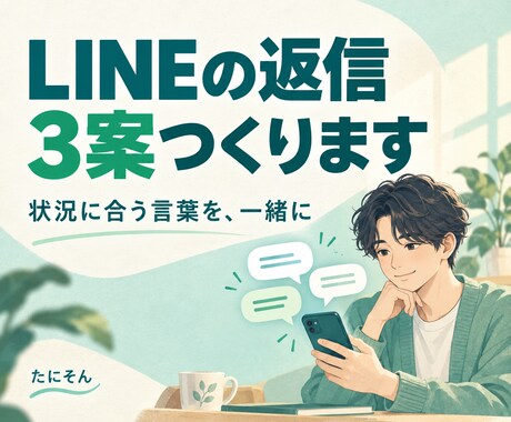 LINEの返信、3つの案を一緒に考えます 気になる人へのLINE返信、一緒に考えます イメージ1