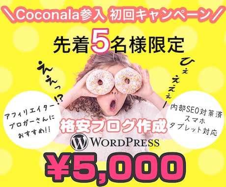 5000円でWordPressブログ作ります 先着5名様限定!アフィリエイター/ブロガー必見! イメージ1