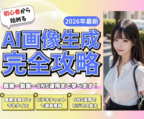 知識なしからできる！AI画像生成を教えます 【2026最新】AI画像生成の環境構築～運用、マネタイズまで イメージ1
