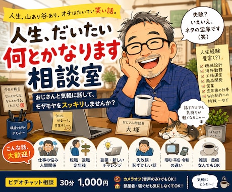 おじさんの相談室を開きます 失敗も遠回りも人生のうち。笑って話せば気持ちが軽くなります。 イメージ2