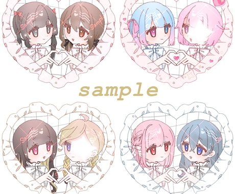 夢絵やコテ同に！可愛い量産ペアアイコンを描きます フレンチガーリーでかわいい♡量産型ペアアイコン イメージ2