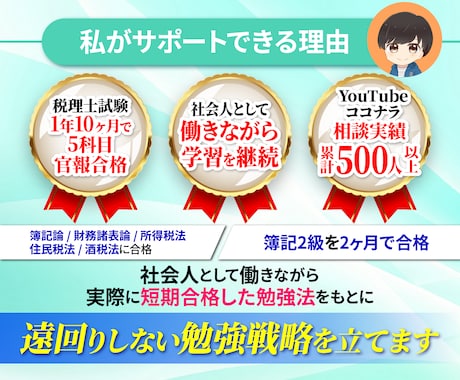 簿記1～3級の合格に向けて１カ月間個別指導します 学習計画・進捗管理・質問対応を合格に向けて1か月間行います イメージ2