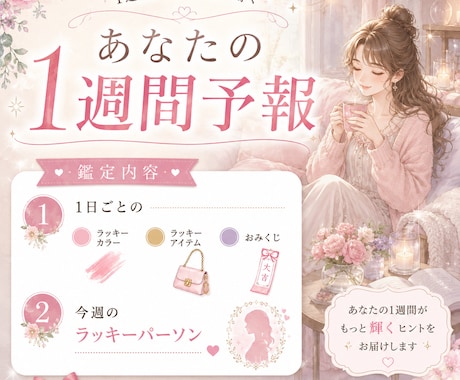 貴方の1週間予報☆毎日の開運ヒントをお届けします 毎日を少し幸せにする1週間の開運予報☆ダイスで占います☆ イメージ1
