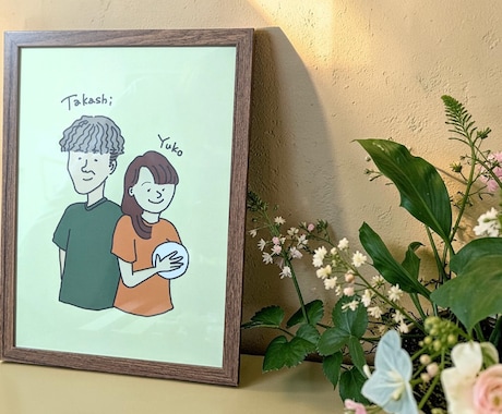 ナチュラルな似顔絵ウェルカムボードを制作します おふたりらしさが伝わる、やさしい一枚 イメージ2