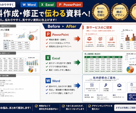 Word・Excel・パワポ広く対応します Word・Excel・資料を見やすく整えます イメージ2