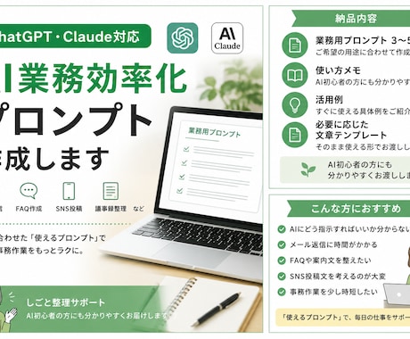事務作業用AIプロンプトを作ります メール返信・FAQ作成をAIで時短します イメージ1