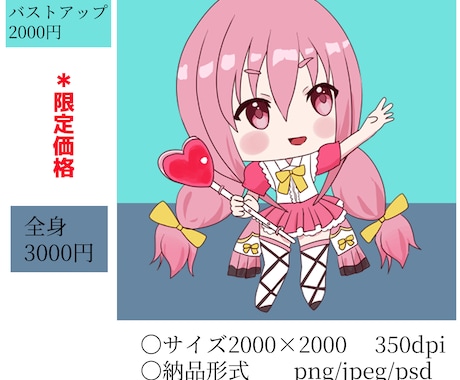 もちもちで可愛い！ミニキャラ描きます 限定5名様まで！2000円から イメージ2