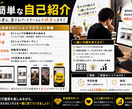 本気で始めたい方へ、ECサイトを一緒に作ります ECサイト制作からSNS動画作成まで、一貫してサポートします イメージ2