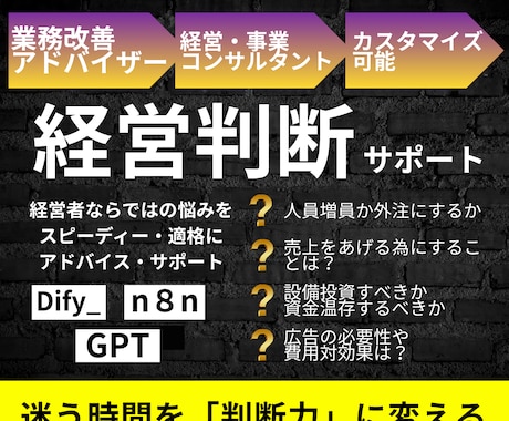 経営者ならではの悩みを解決サポートAI販売します 専用のAI経営参謀があなたの経営“迷い”を、3分でクリアに！ イメージ1