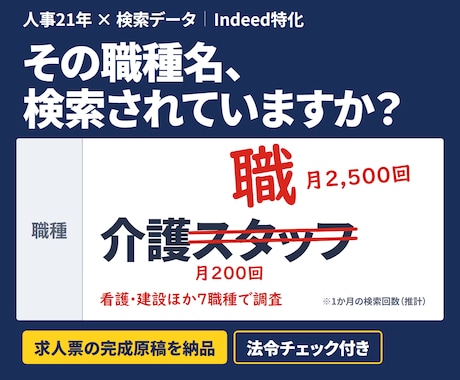 Indeed求人票｜検索される職種名で書き直します イメージ1