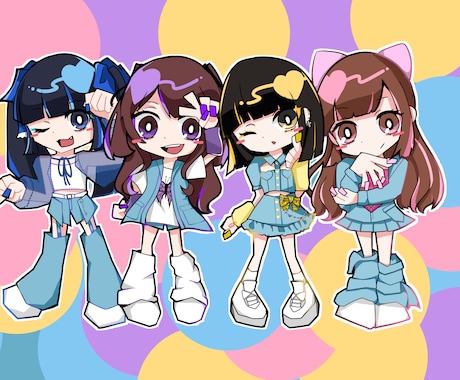ポップなミニキャラかきます 一枚絵でも良し、アクキーにするも良し！ イメージ2