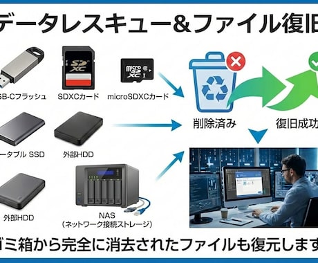 見積もり無料 HDD、NASのデータ復旧致します どうしても取り出したい！をサポート！できない場合は無料！ イメージ2