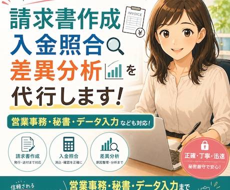 請求書作成・入金照合・差異分析を代行します イメージ1
