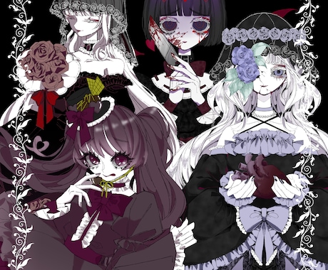 病み可愛いキャラクターを提供します !キャラクター立ち絵や、衣装デザインのみでも受付可能です! イメージ1