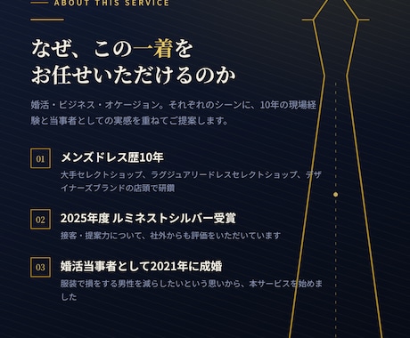 婚活成婚者×ドレス歴10年のメンズコーデ提案します 誠実さが伝わる"あなた仕様"の一着をご提案 イメージ2