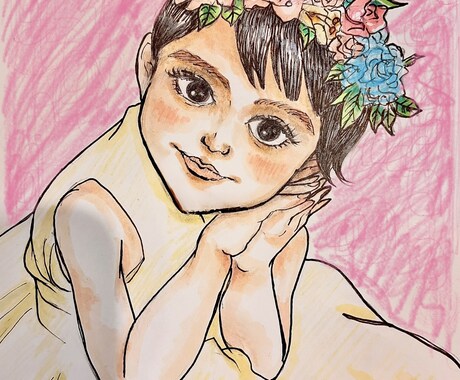 お子さまの似顔絵を柔らかい雰囲気でお描きします お子さまの成長記念やプレゼントに添える1枚にいかがですか？ イメージ1
