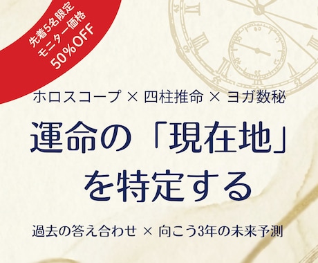 運命の「現在地」と「天気予報」を分析します なぜ今、辛いのか」理由と出口を可視化。3年間の未来予測。 イメージ1