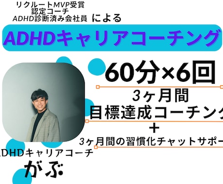 限定価格*ADHDの方でも3ヶ月で目標達成させます 【ADHDの方特化】60分×6回のセッション+習慣化サポート イメージ1