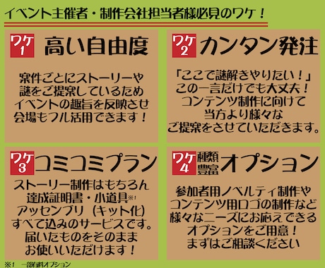 イベントにピッタリ！完全オリジナル謎解き制作します ストーリーから楽しめるオリジナル謎解きコンテンツを制作します イメージ2