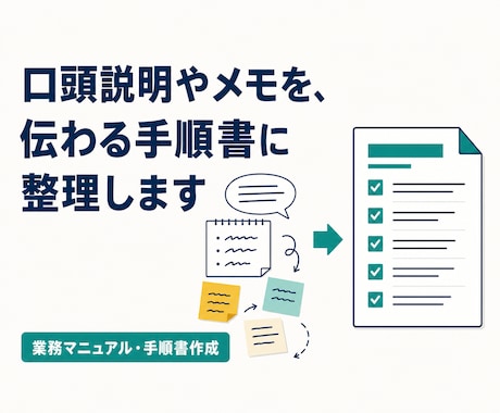 メモから分かりやすい業務手順書を作成します 口頭説明やメモを、伝わる手順書に整理します イメージ1