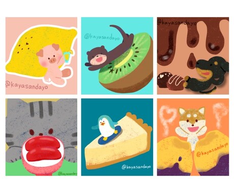 好きな物詰め合せ★ゆるふわ★動物アイコン描きます SNSアイコンで使える！癒♡かわいい動物デフォルメイラスト！ イメージ1