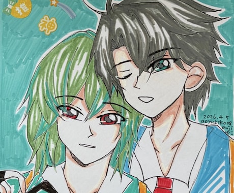 色紙にお好きなオリジナルイラスト描きます お好きなイラスト描きます。アナログイラストになります。 イメージ1