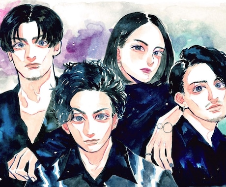 水彩画でグループ似顔絵描きます 優しく鮮やかな水彩！思い出やその人の雰囲気を絵にします！ イメージ2