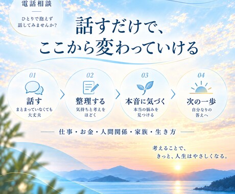 考えすぎて動けない気持ちを一緒に整理します 仕事・お金・人間関係・生き方を対話でほどきます イメージ2