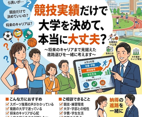 IH出場・C大スポーツ推薦経験者がアドバイスします 競技経験と教育現場の知見から、あなたに合う進路を一緒に整理！ イメージ1