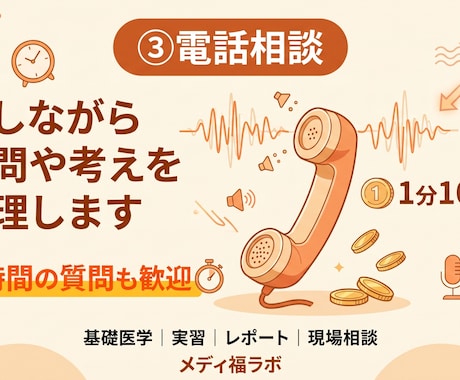 医療・福祉の疑問を電話で一緒に整理します 学習・実習・レポート・現場の相談に対応 イメージ1