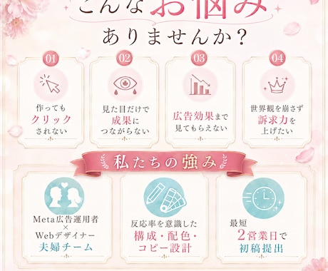 広告運用者×デザイナー夫婦がバナー作成します ただ綺麗なだけじゃない。広告で反応が取れるバナーを制作します イメージ2
