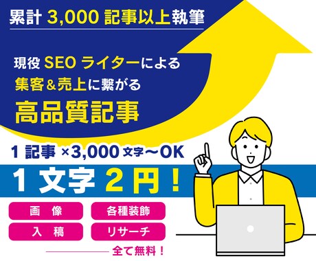 集客と売上UP！SEOに強い記事を作成します 品質重視のSEO記事をキーワード選定から丸投げOK｜ イメージ1