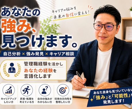 強みを見つけてキャリアの方向性を整理します モヤモヤを、未来への自信に変えます。 イメージ1