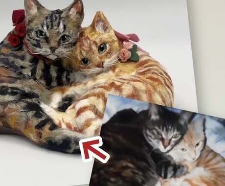 ペットの猫ちゃんのかわいい張子人形をつくります こだわりは可愛く！優しい風合いの張子です イメージ2